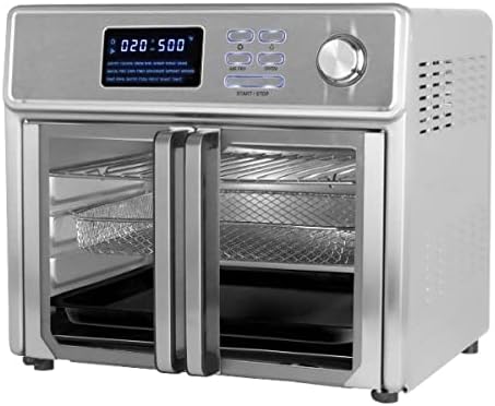 26 Quart Digital Maxx Air Fryer oven Combo Rotisserie Broiler Dehydrator & More With 7 Accessories Stainless Steel
