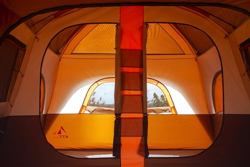 KTT Extra Large Tent 10-12-14 Person(Style-B),Family Cabin Tents,2 Rooms,3 Doors and 3 Windows with Mesh,Straight Wall,Waterproof,Double Layer