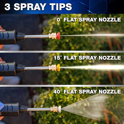 Ontel Turbo Jet HydroX5 Pro Portable Cordless Pressure Washer (21V 3000mAh Battery), 6-in-1 Nozzle, Dual Water Source, 16ft Detachable Hose