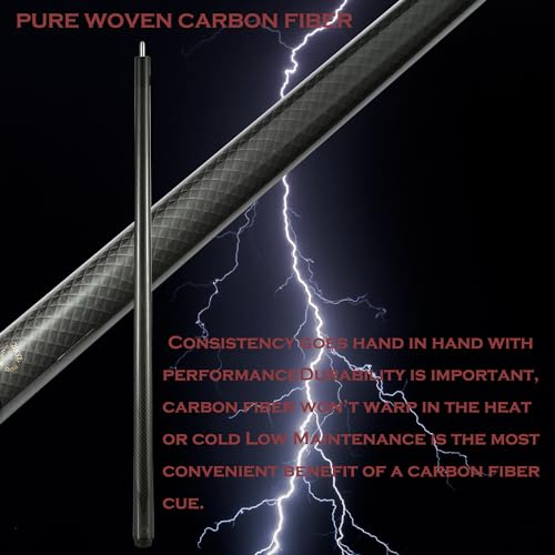 CROWN ME Carbon Fiber Pool Cue Stick 12.8mm Tip Billiard Carbon Fiber cue, 58" Pool Table Sticks, Weight Adjustable Design -18OZ,18.4OZ,19OZ,20OZ