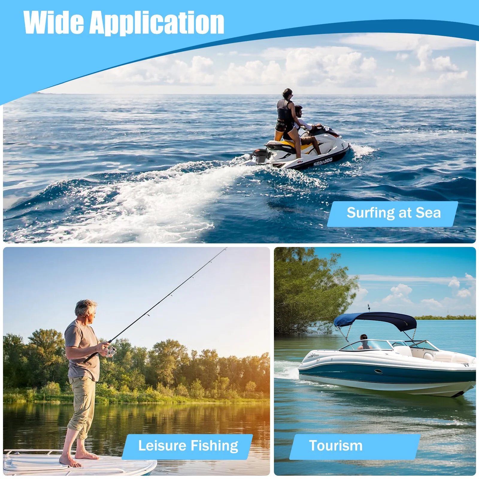 Loyalheartdy 6 HP 4 Stroke Outboard Motor 3.75KW Heavy Duty Boat Engine w/Single Cylinder Air Cooling System Tiller Control 15Km/h