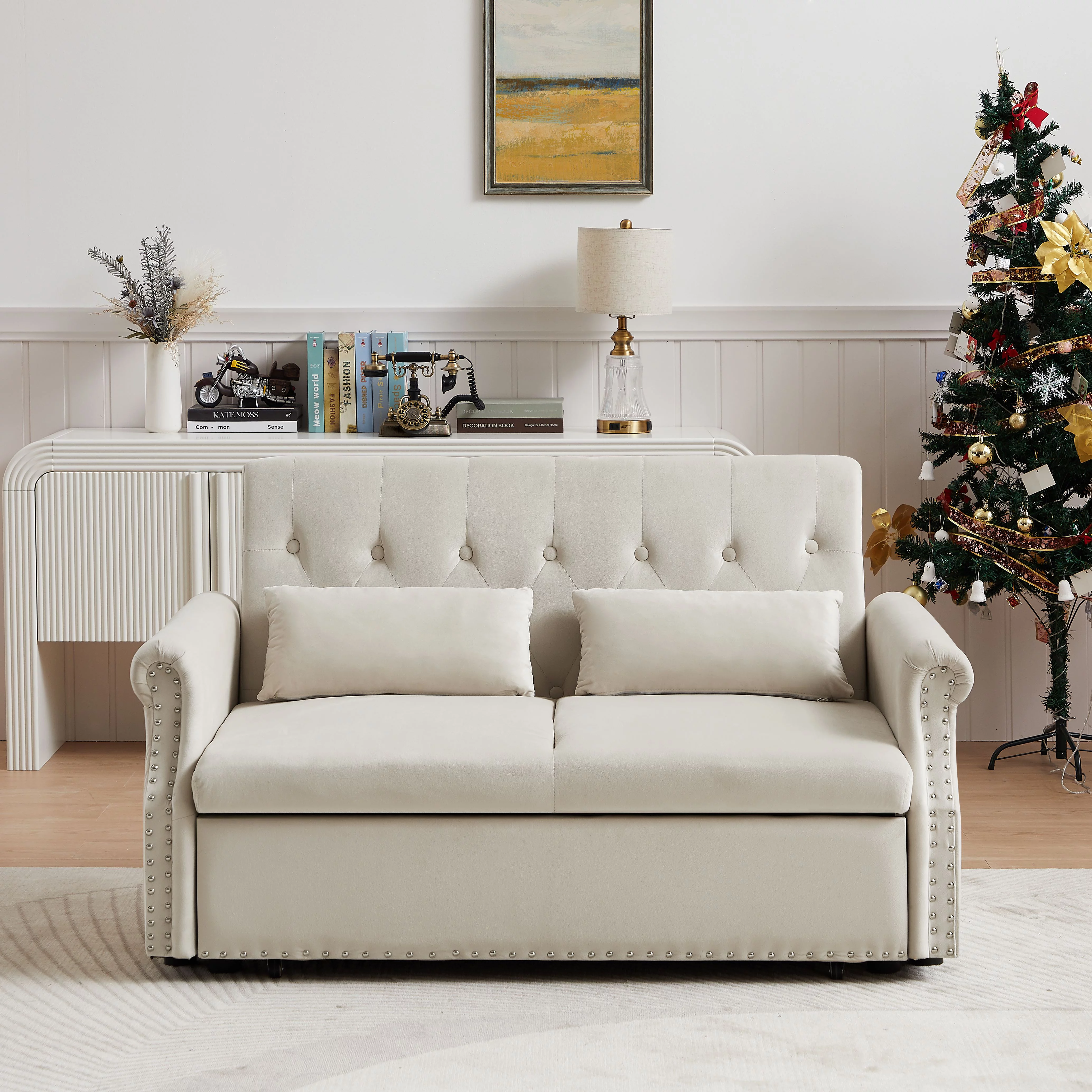 Modern Pull Out Convertible Sleeper Sofa Bed