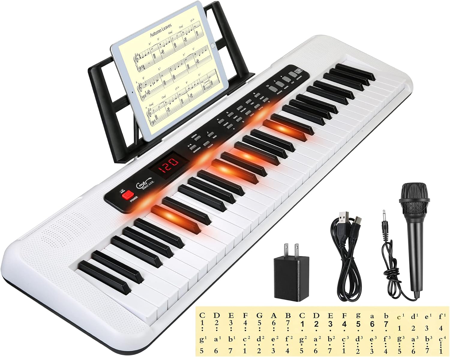 Hricane 61 Key Piano Keyboard for Beginners with Lighted Keys