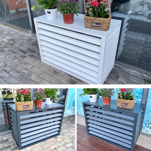 TRUNXUCL Aluminum Air Conditioner Fence with Top Cover, Louvered Outdoor AC Unit Cover, for Outside to Hide Air Conditioner & for Outdoor Privacy