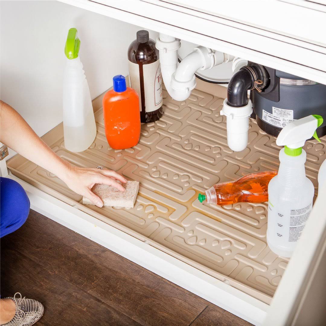 Xtreme Mats Under Sink Kitchen Cabinet Mat, 37 x 22 inch, Beige