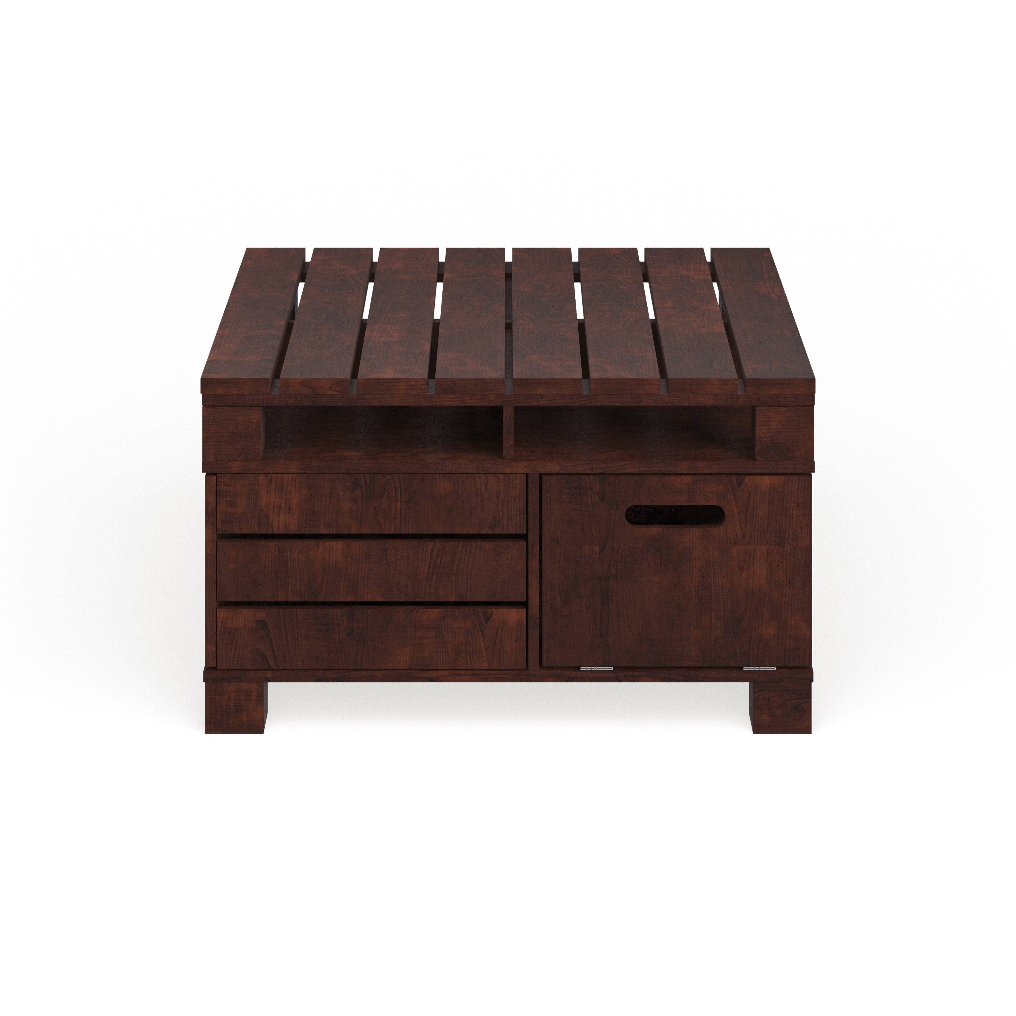 Furniture of America Masa Vintage Walnut Storage Coffee Table - Black