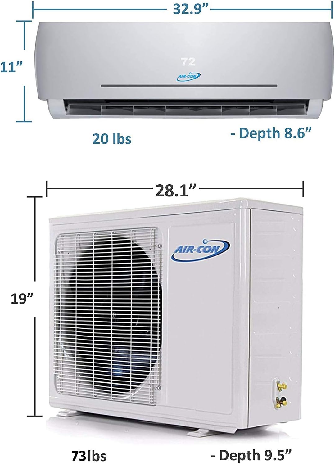 12000 BTU Mini Split Air Conditioner – Ductless AC/Heating System - 1 Ton Pre-Charged Inverter Heat Pump – 21 SEER - 15’ Lineset & Wiring