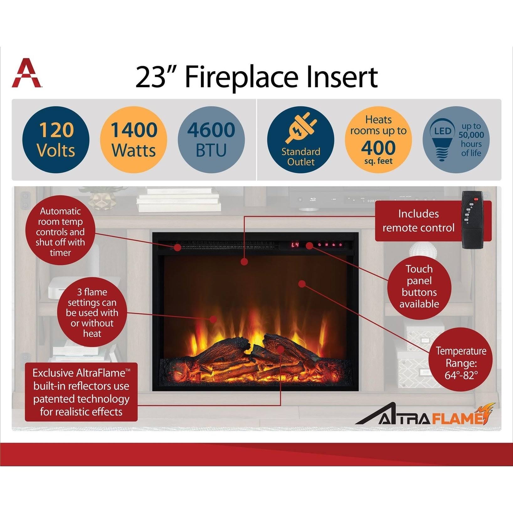 Ameriwood Home Thompson Place Media Fireplace for TVs Up to 37x22 Cherry