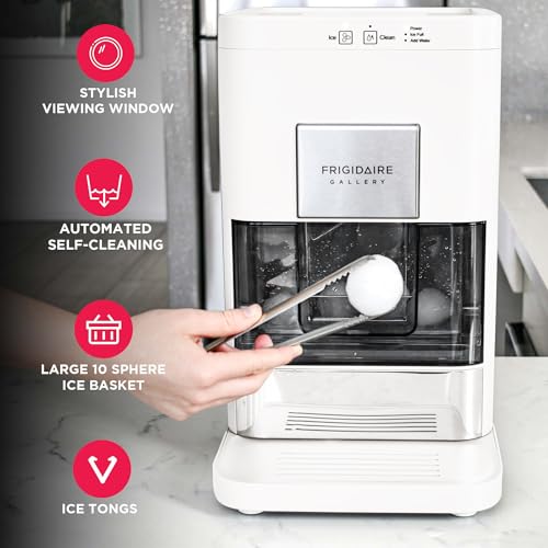 Frigidaire, Countertop Artisanal Sphere Ice Machine, Transparent Window, Gourmet Ice Maker, 84 Sphere per Day Capacity