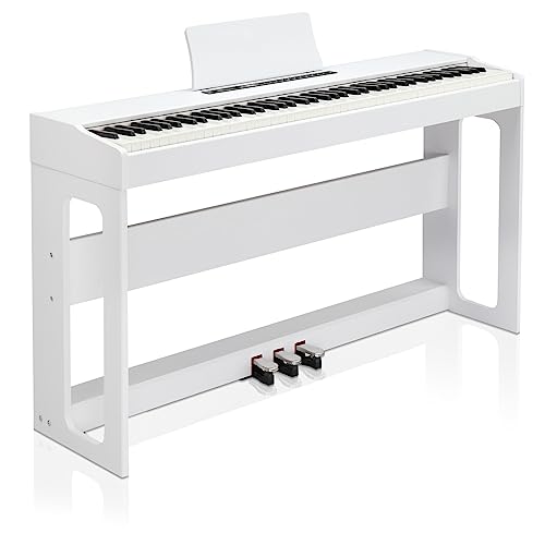 Ktaxon Digital Piano 88-Key Weighted Action Electric Piano with 3-Pedal Unit, Double Bluetooth, Split/Touch/Transpose Control Functions(Black)