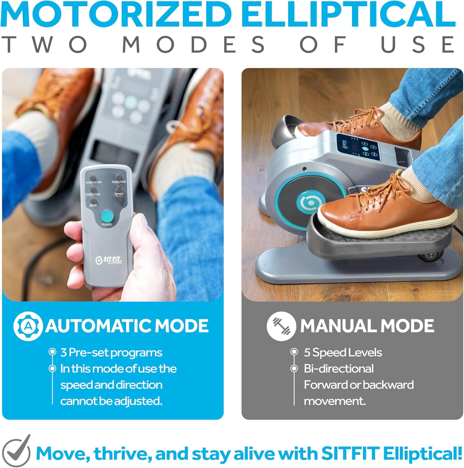 SITFIT Leg Exerciser While Sitting for Seniors, Under Desk Elliptical Machine, Leg Exercise Machine