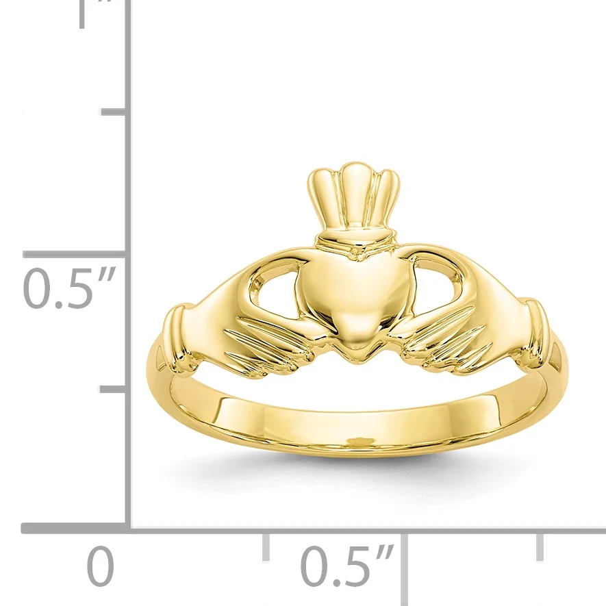 Primal Gold 10 Karat Yellow Gold Polished 2mm Themed Claddagh Ring