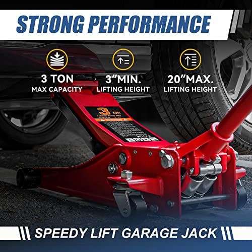Auto Dynasty 4 Ton Low Profile Floor Jack, Heavy Duty Steel Hydraulic Car Jack with Dual Pistons Quick Lift Pump, Hydraulic Racing Floor Jack