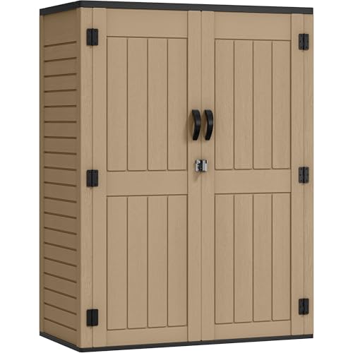 YITAHOME Outdoor Horizontal Storage Sheds w/o Shelf, Weather Resistant Resin Tool Shed, Multi-Opening Door for Storage of Bike, Trash Cans