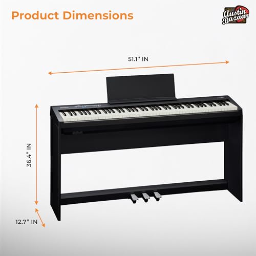 Roland FP-30X 88-Key Digital Piano - Black Bundle with Adjustable Stand, Bench, Sustain Pedal, Online Piano Lessons, Instructional DVD