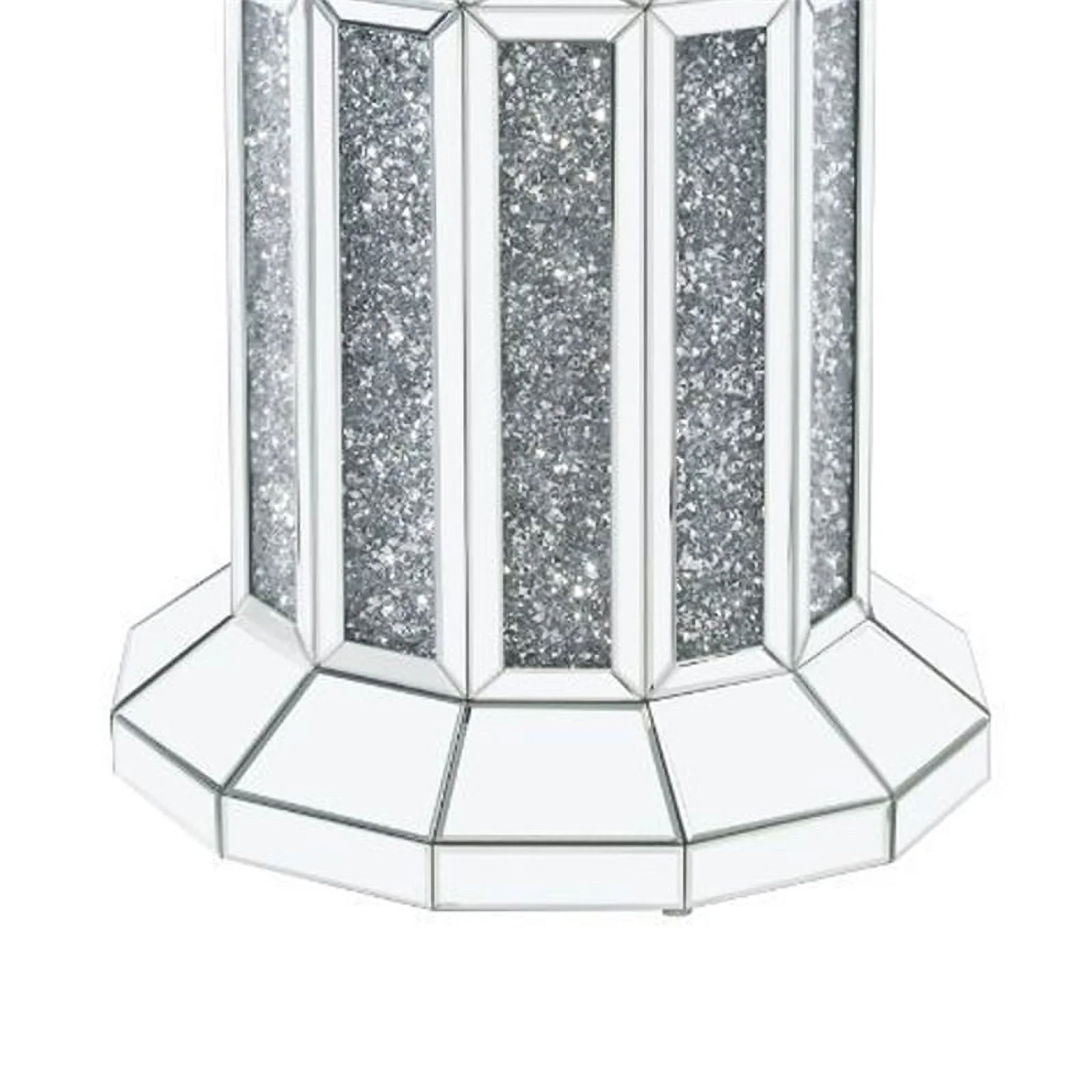 Benjara BM230702 Round Glass Top Dining Table with Cross Oval Base, Silver