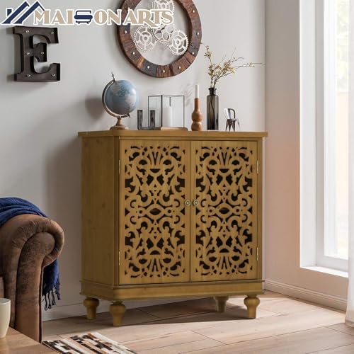 MAISON ARTS Accent Cabinet with Hollow Carved Doors