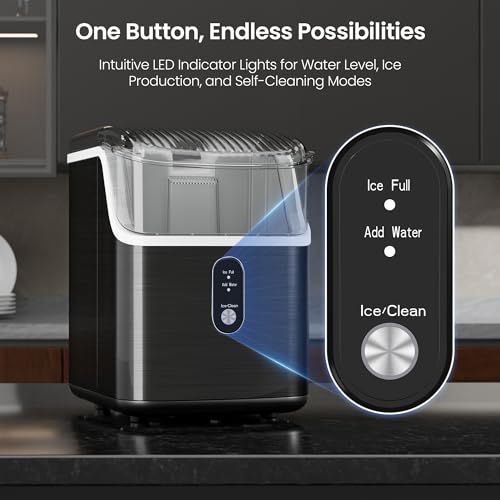 Kismile Nugget Ice Makers Countertop,Pebble Ice Maker Machine with Chewable Ice, 35lbs/Day,One-Click Operation,Self-Cleaning Countertop Ice Machine