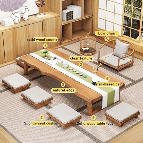 Japanese Tatami Tea Coffee Table, Low Table, Dining Table, Study Table, Small Desk, for Sitting On The Floor Bedroom Bay Window Tea Room(Color:Table