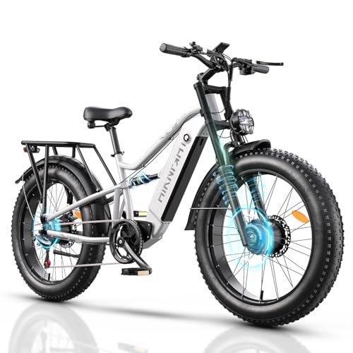 Dual Motor Electric Bike Peak 3000W, 52V 20AH Battery E Bike for Adults 26 Inch Fat Tire Mountain Electric Bicycle 38 MPH