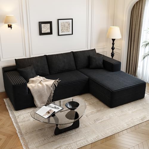 107.5" Cloud Modular Sectional Sofa with 1 Ottoman,Modern Minimalist Upholstered Couches, Comfort U Shaped Sofa for Living Room