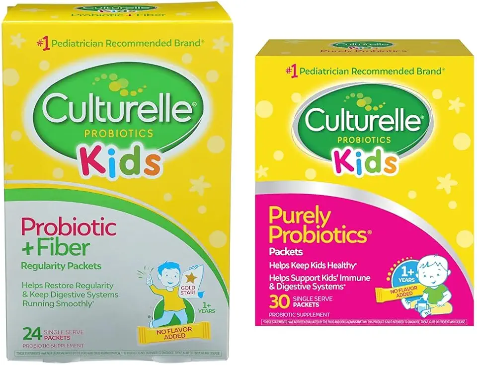 Culturelle Kids Probiotic + Fiber Packets (Ages 3+) - 24 Count & Kids Daily Probiotic Supplement