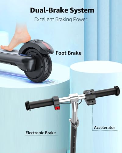 Gyroor H30 Max Electric Scooter for Kids, LED Dispaly, 150W Powerful Motor, Dual Brake System, Adjustable Height and Speed, Best Presents for Kids