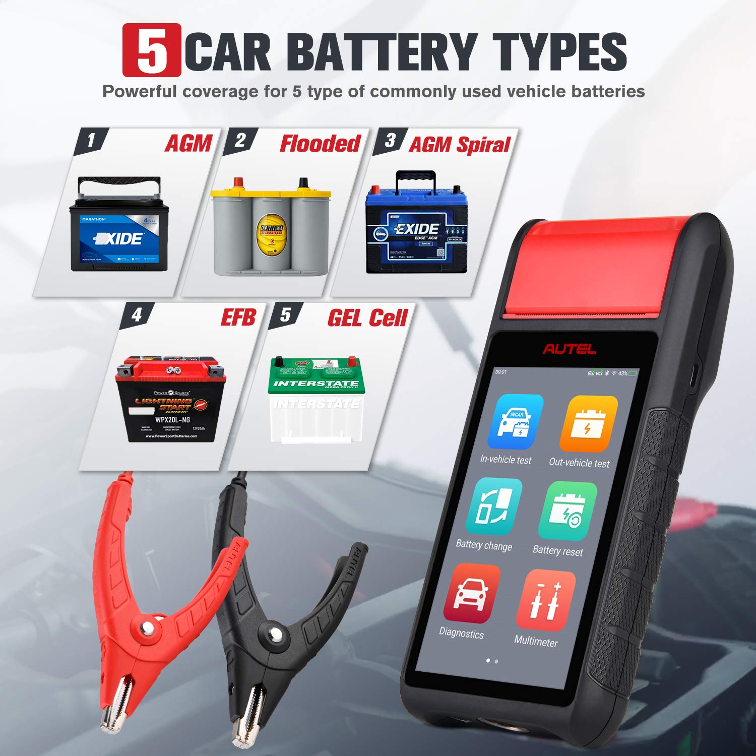 Autel Battery Tester MaxiBAS BT608 (E), 2022 Updated from BT508/ BT506, Autel OBD2 All System Diagnostic Scan Tool, Cold Cranking Analyser