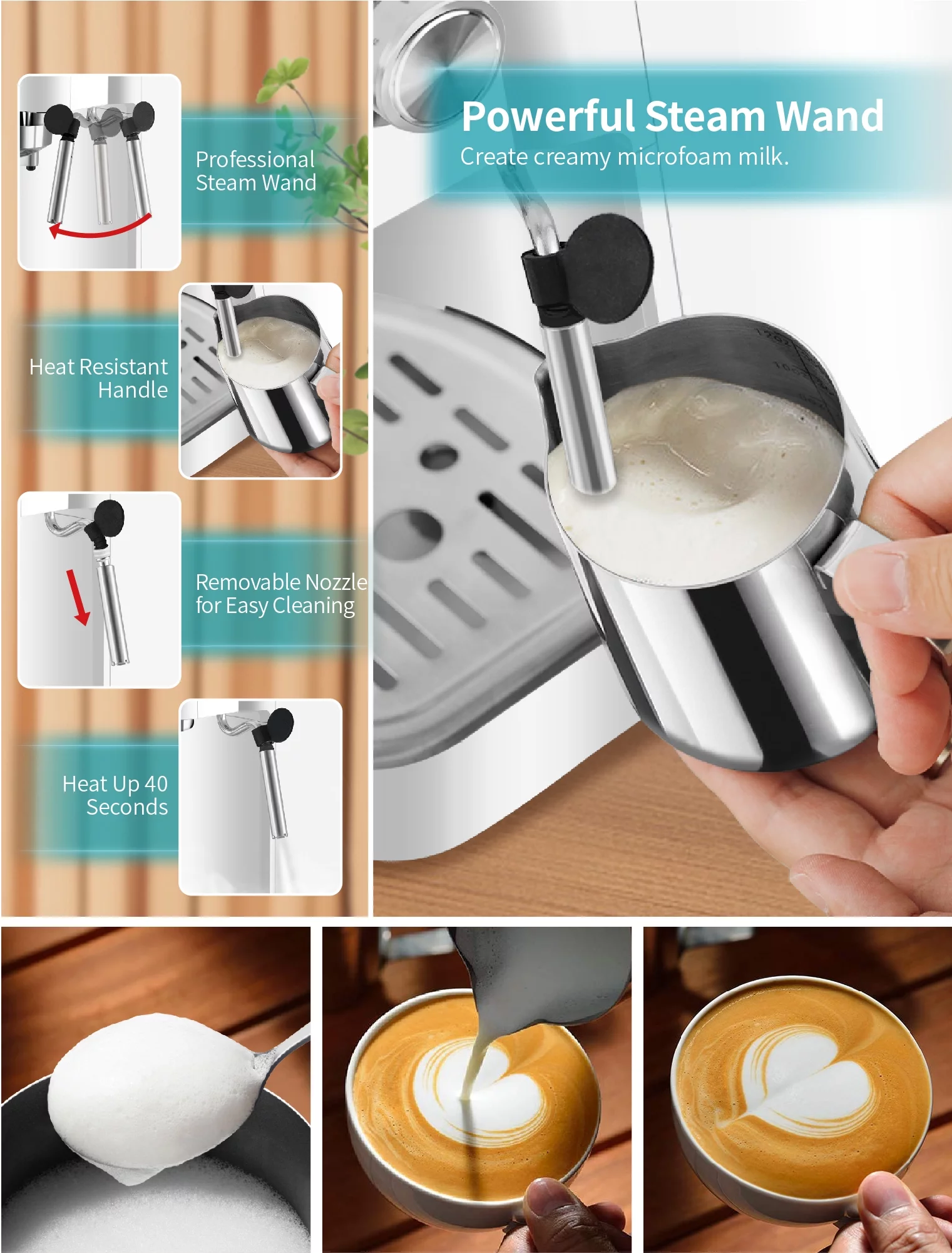 Gevi Espresso Machine 20 Bar Automatic Coffee Maker with Milk Frother Wand, 40.58 oz, New, White