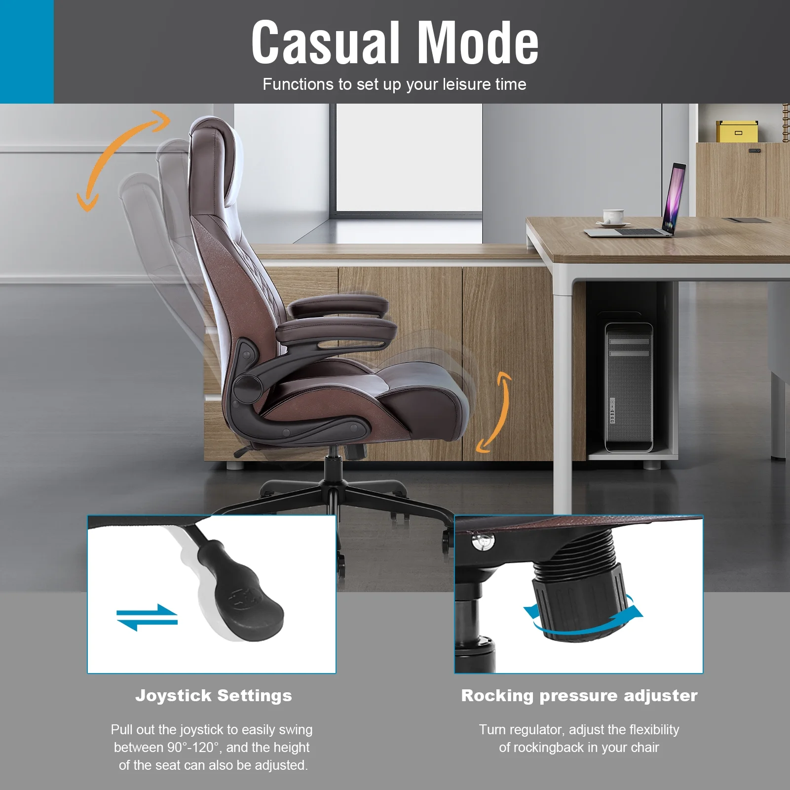 Executive Ergonomic Office Chair - Big and Tall Office Chair for Heavy People,Brown