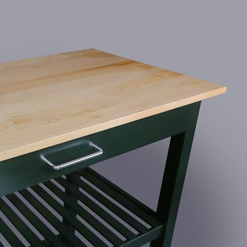 Casual Home Kitchen Island with Solid American Hardwood Top, Natural/White, 40" W (373-91)