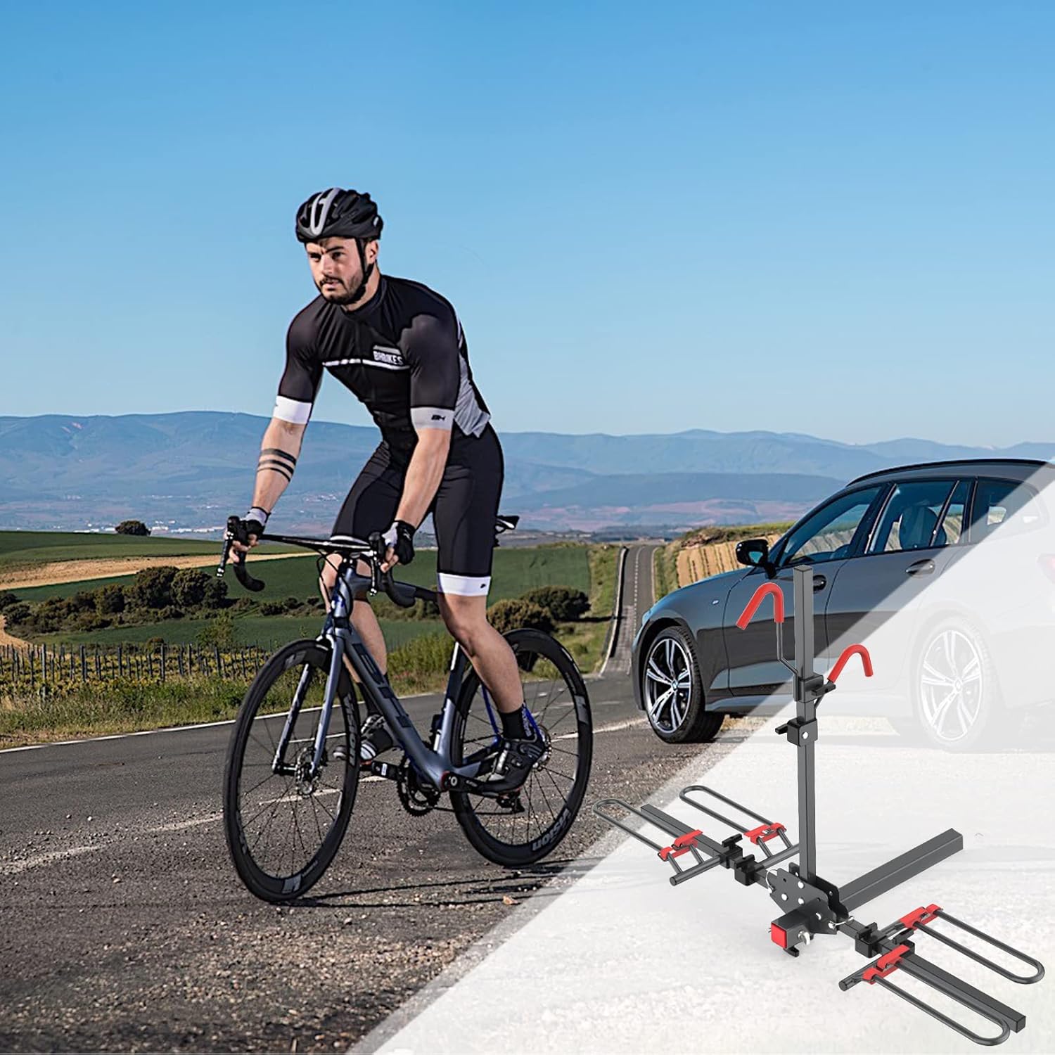 MARVOWARE Hitch Mounted Foldable 2-Bike Rack Platform Style Bicycles Carrier for Cars, Trucks, SUV with 2 Hitch (style1)