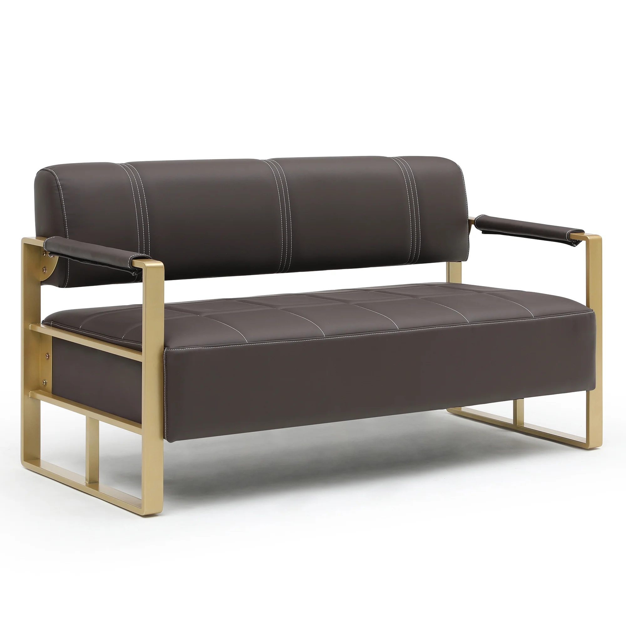 57.9" Width Modern Upholstery Faux Bonded Leather Loveseat Sofa for Living Room Accent Love Seats for Small Spaces 2 Seater Couch Sofa Office