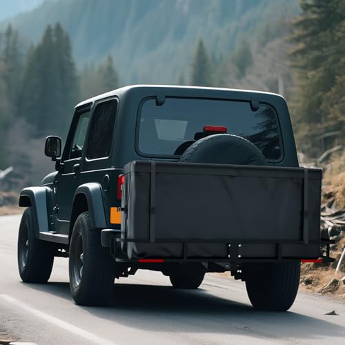 Hitch Cargo Carrier Basket Combo 60" x 24" x 6" 500 LBS Capacity Vehicle Baskets Fits 2" Receiver with 18.2 Cubic feet Cargo Bag, Hitch Stabilizer