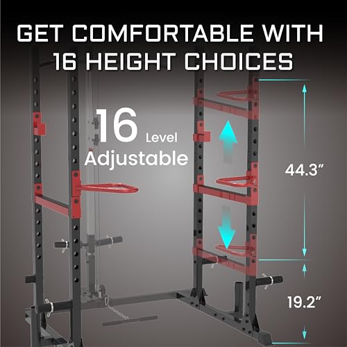 Fitness Reality Power Cage Squat Rack with Optional LAT Pulldown, Cable Crossover, 800 lb Capacity, Multi-Grip Pull-Up Bar, Adjustable Safety Bars