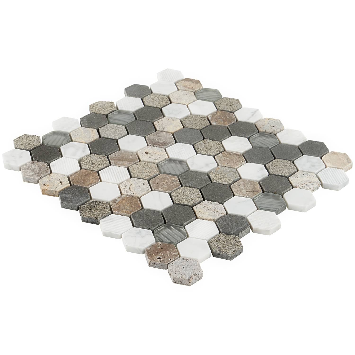TileBar Esker Stratus Hexagon Marble u0026 Glass Tile, Backsplash and Wall