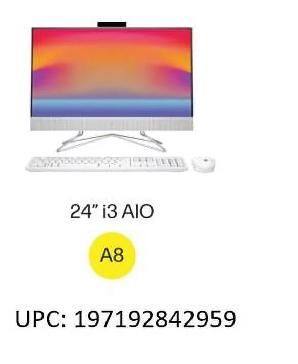 HP 23.8" Touch FHD All-in-One PC, Intel Core i3-1115G4, 8GB SDRAM, 256GB SSD, Snow White, Windows 11 Home, 24-df1053w