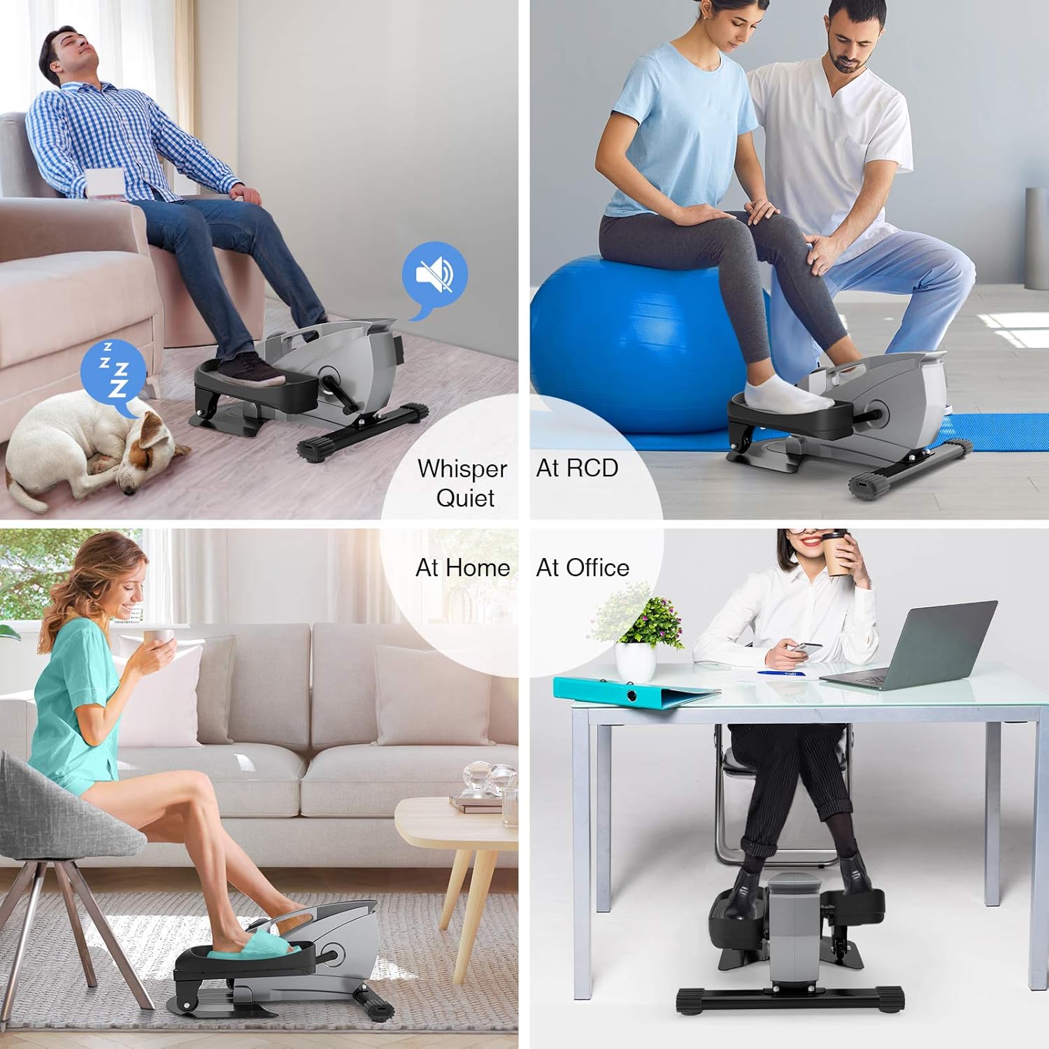 PERLECARE Under Desk Elliptical Portable Elliptical Machine, Desk Bike Pedal Exerciser with Adjustable Resistance & LCD Monitor