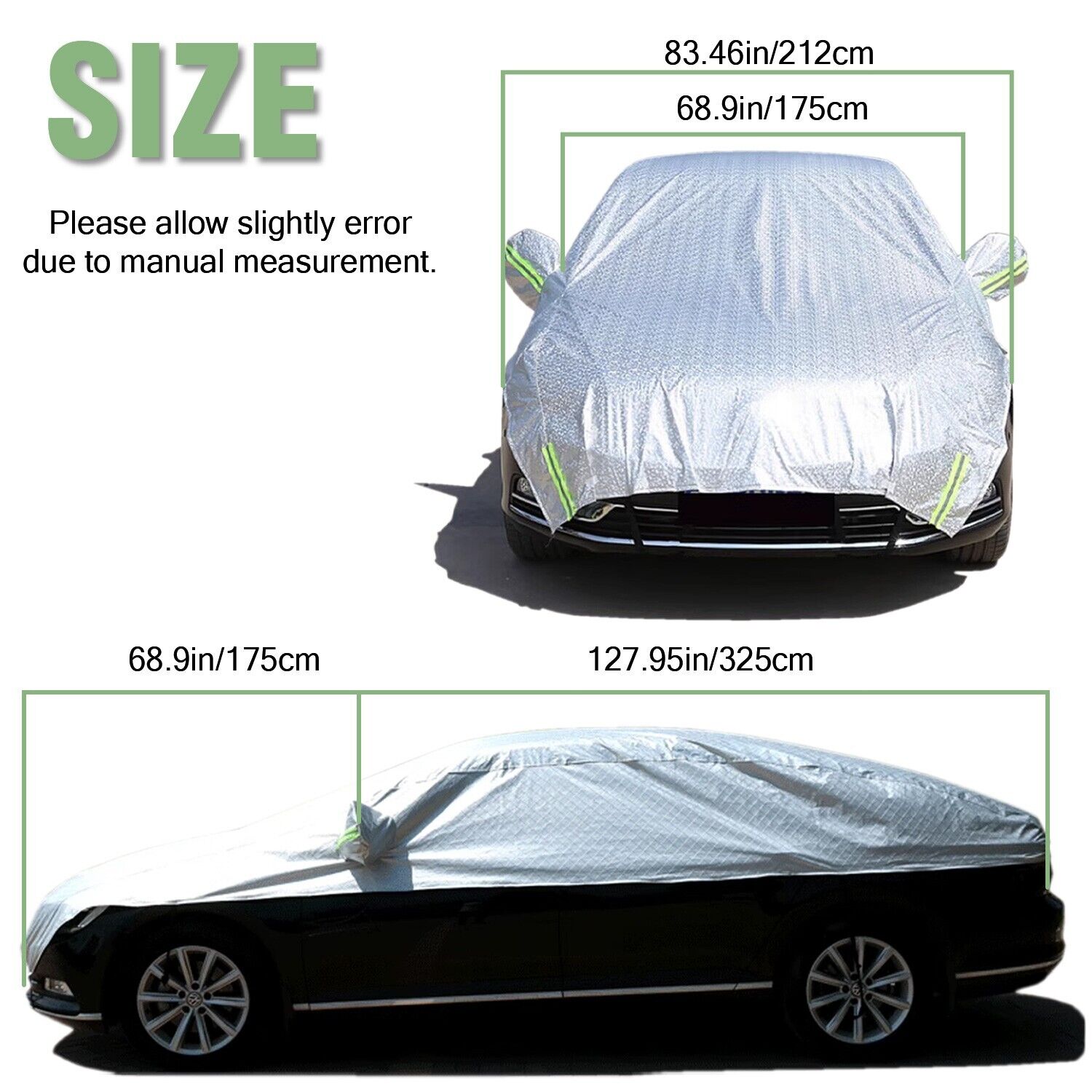 Car Windshield & Roof Snow Cover Thicken Winter Ice Frost Guard Half Car Cover