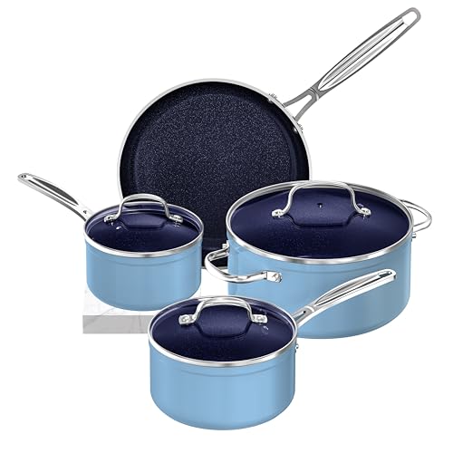 Nuwave 7pc Cookware Set Healthy Duralon Ceramic Nonstick Coated, Scratch-Resistant, PFAS Free, Oven Safe, Induction Ready
