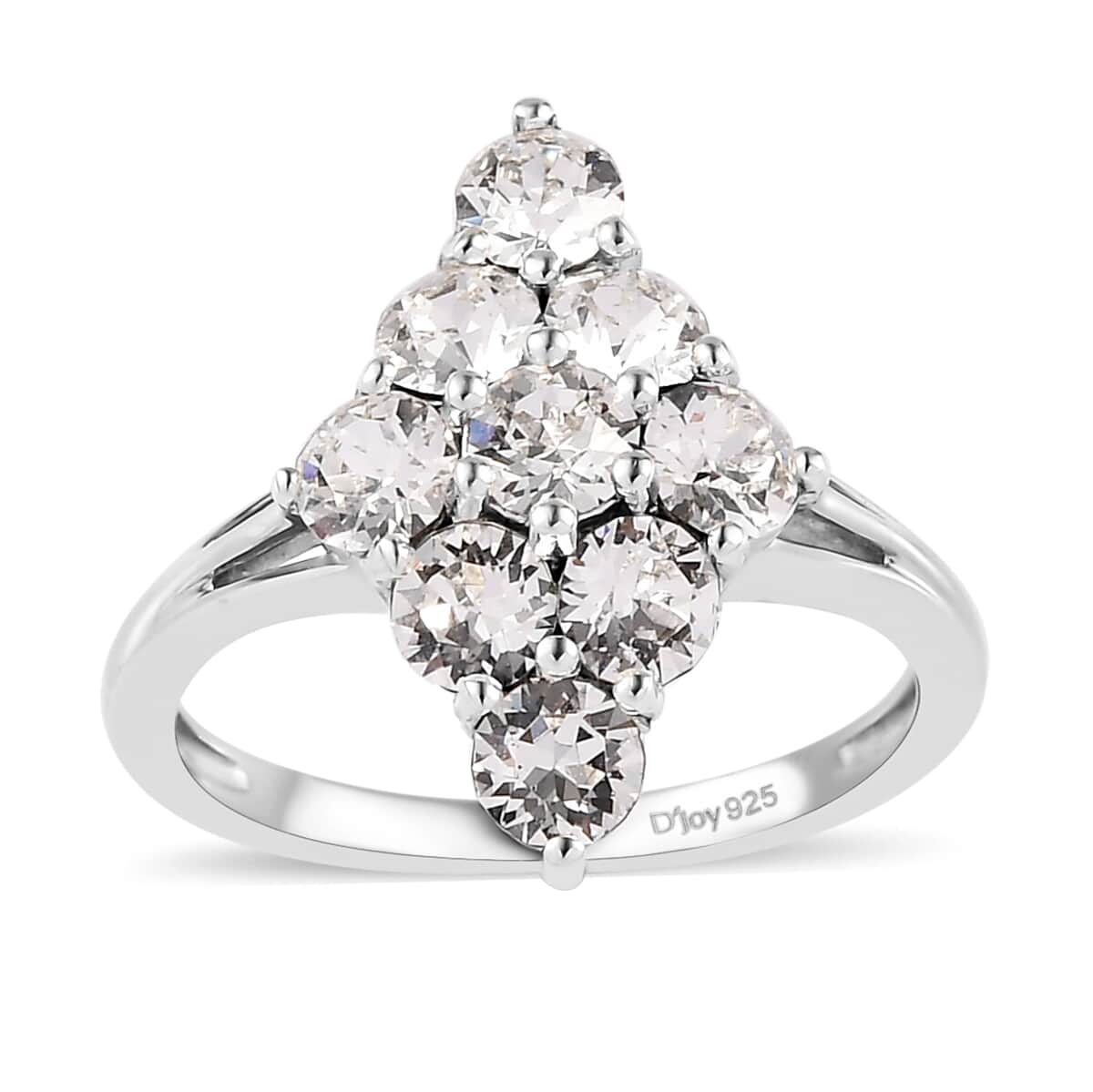 Shop LC White Crystal Round 925 Sterling Silver Platinum Plated Cluster Ring for Women Jewelry Size 9 Birthday Gifts for Women