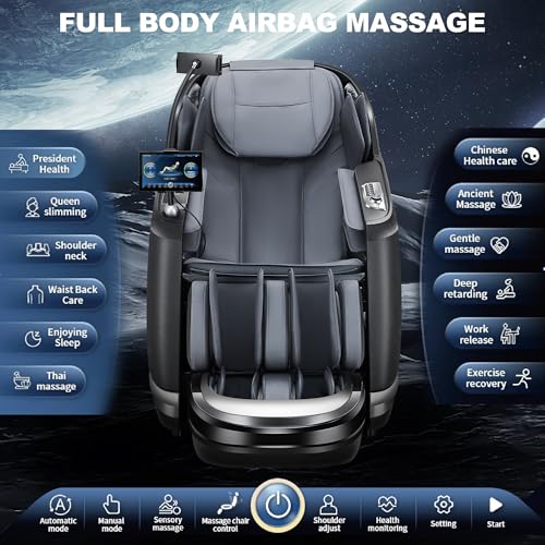 2025 Massage Chair Full Body with 12 Auto Modes,Zero Gravity SL-Track Shiatsu Massage Chair with AI Control,Auto Body Detection,Foot Rollers