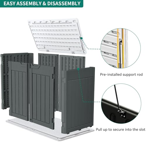 YITAHOME Outdoor Horizontal Storage Sheds w/o Shelf, Weather Resistant Resin Tool Shed, Multi-Opening Door for Storage of Bike, Trash Cans