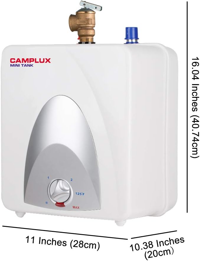 Camplux Electric Water Heater 1.3 Gallon, Hot Water Heater with 43.3'' Cord Plug