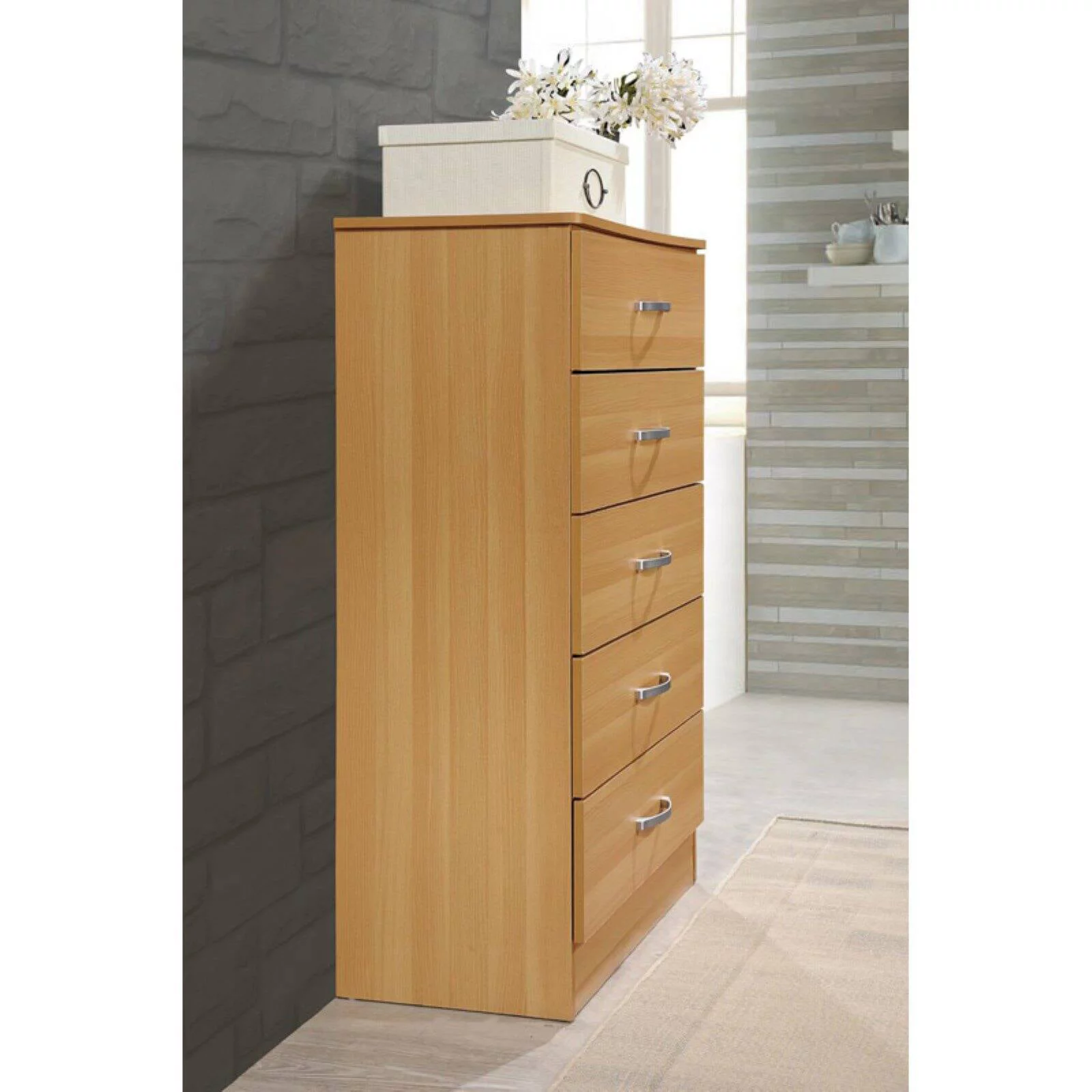 Hodedah 5-Drawer Chest in Cherry