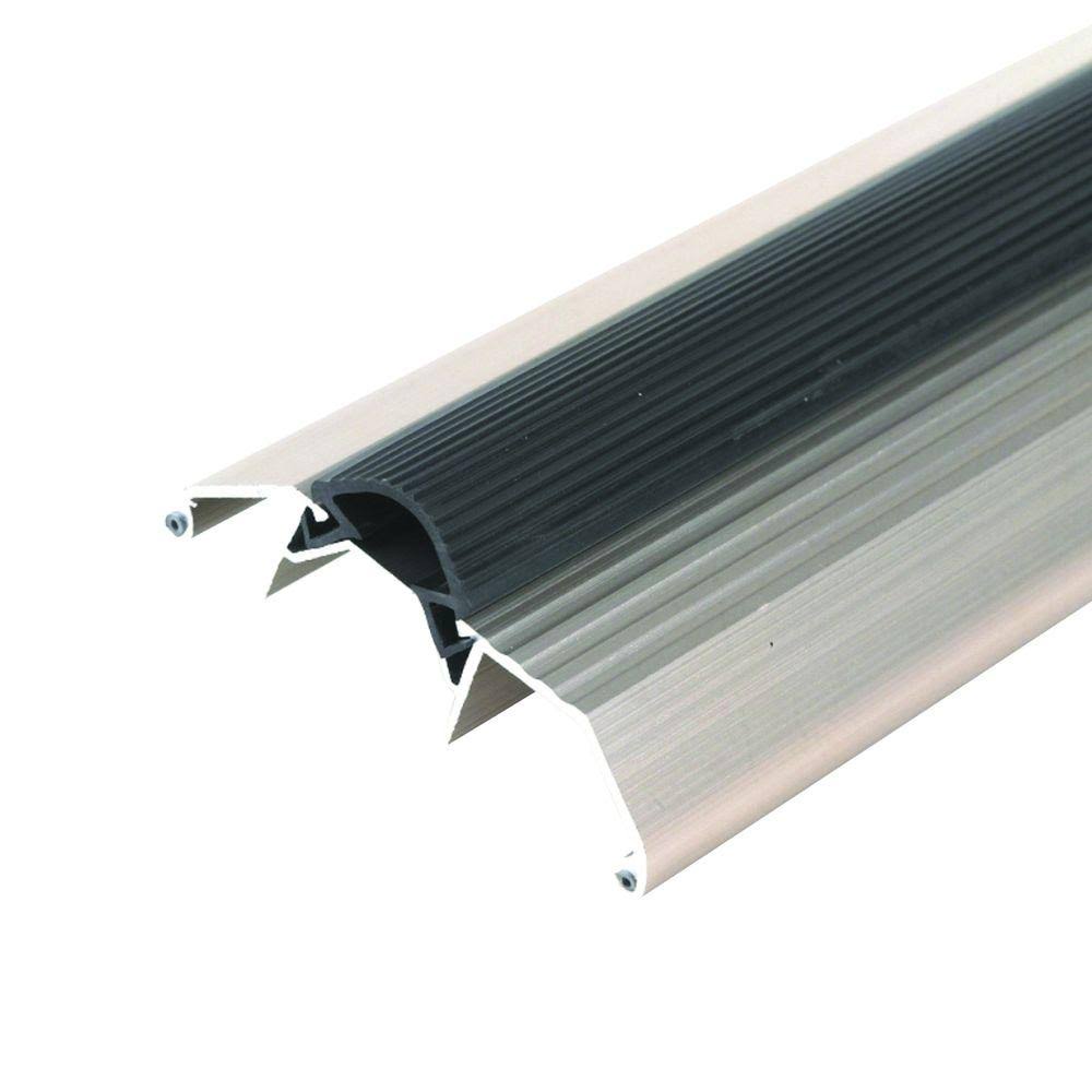 M-D Building Products Deluxe High 3.75 in. x 74.5 in. Satin Nickel Aluminum Threshold with Vinyl Seal