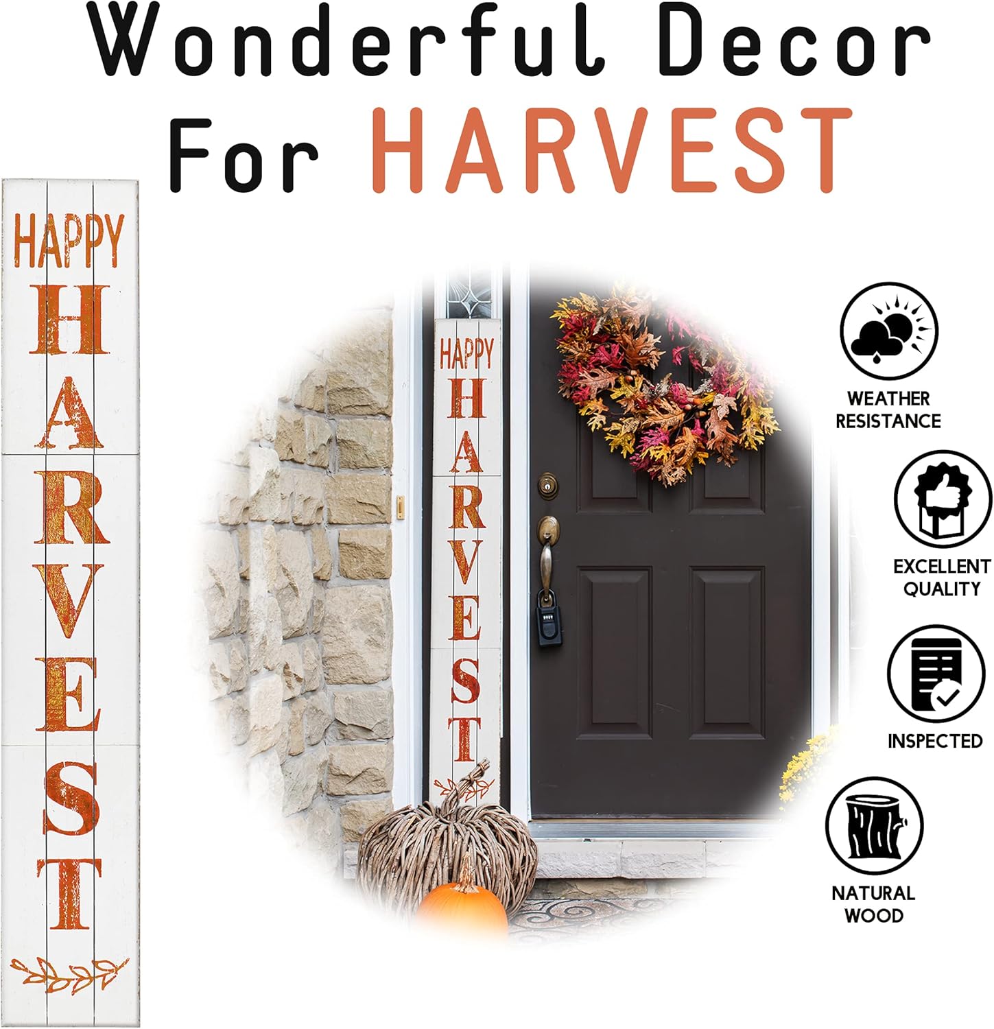 Outdoor Welcome Sign for Front Porch Decor, Interchangeable Seasonal Icons Vertical Welcome Sign, Modern Farmhouse Decor for The Home