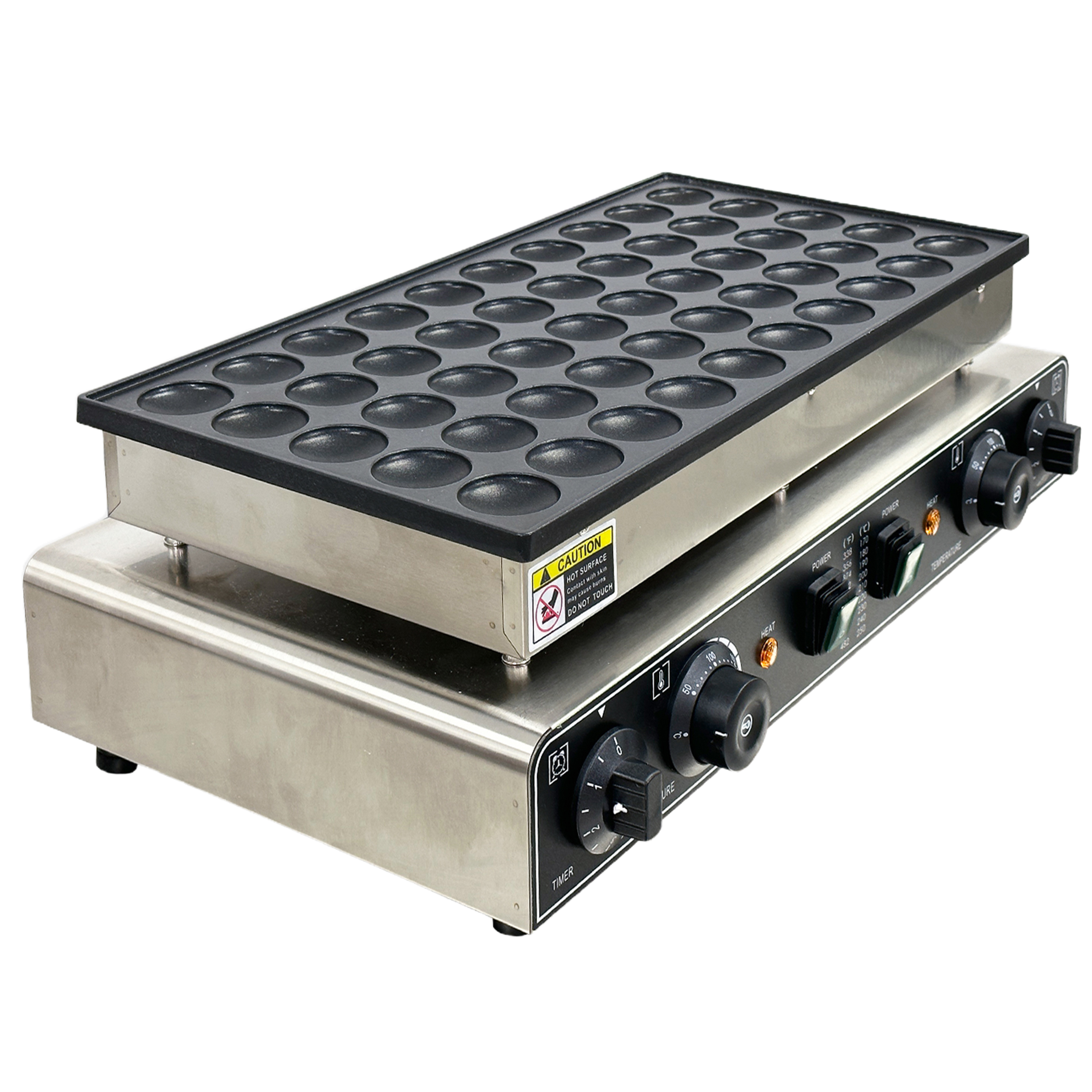 110V Mini Dutch Pancake Maker, 50pcs 1700W Commercial Electric Nonstick Waffle Maker Machine with 2 Thermostats & 2 Timers Seperate Control