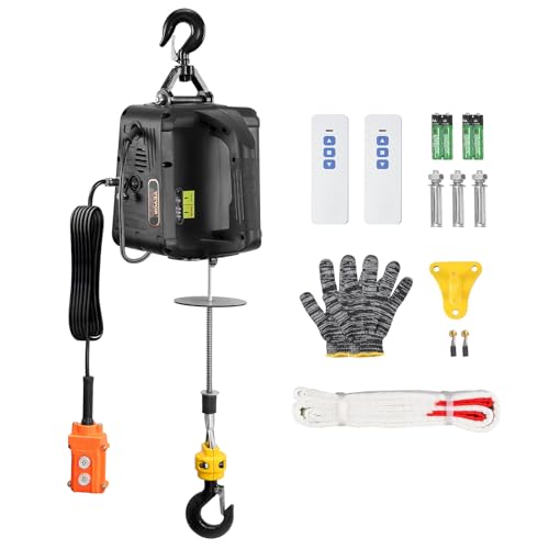 VEVOR Electric Hoist, 440 lbs Lifting Capacity, 480W 110V Electric Steel Wire Winch with Wireless Remote Control