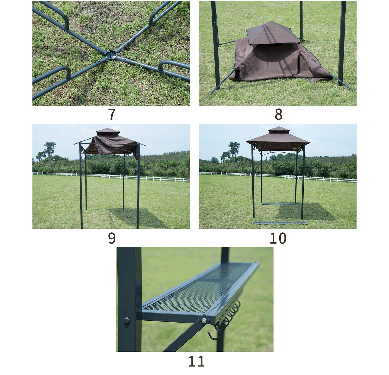 Grezone Outdoor Grill Gazebo Tent BBQ Canopy for Outdoor Grill Shelter BBQ Grill Gazebo Hardtop (L96 x W60 x H101 Inch) White - Radiant Selections